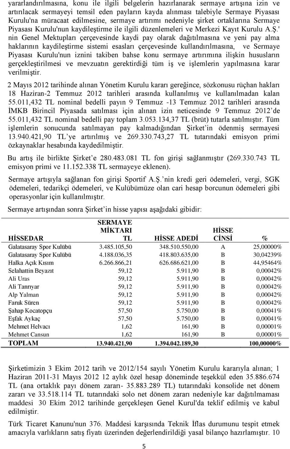 ' nin Genel Mektupları çerçevesinde kaydi pay olarak dağıtılmasına ve yeni pay alma haklarının kaydileştirme sistemi esasları çerçevesinde kullandırılmasına, ve Sermaye Piyasası Kurulu'nun iznini