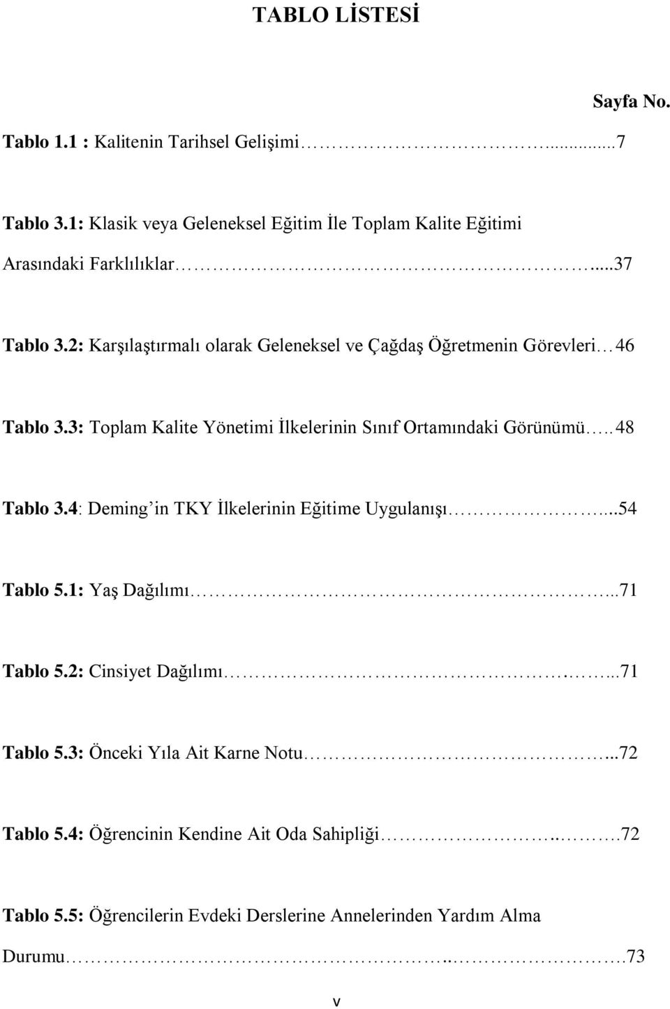 2: KarĢılaĢtırmalı olarak Geleneksel ve ÇağdaĢ Öğretmenin Görevleri 46 Tablo 3.3: Toplam Kalite Yönetimi Ġlkelerinin Sınıf Ortamındaki Görünümü.. 48 Tablo 3.