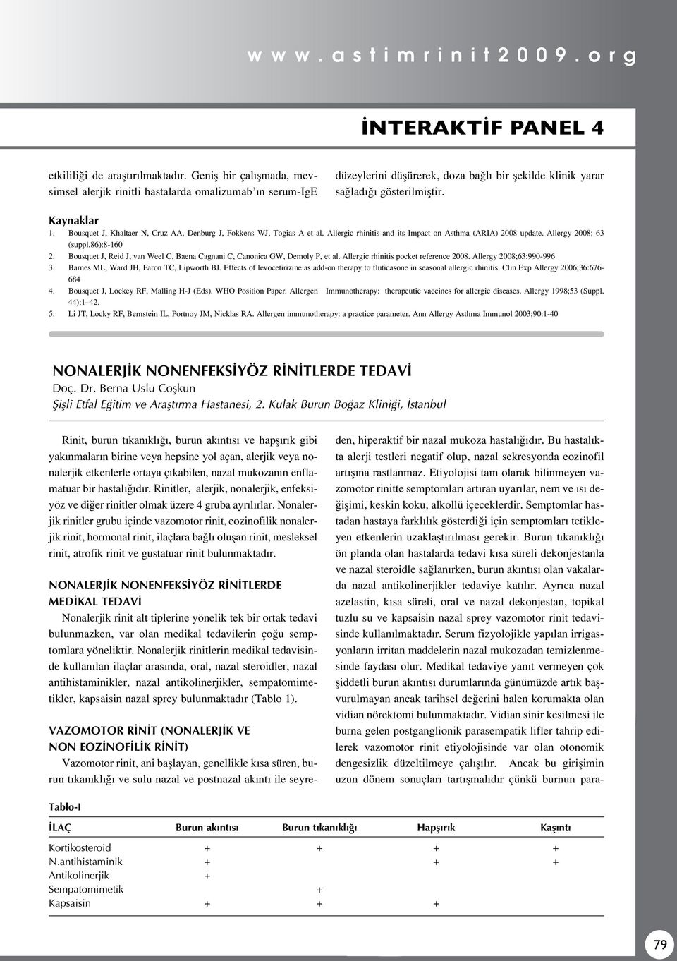 Bousquet J, Reid J, van Weel C, Baena Cagnani C, Canonica GW, Demoly P, et al. Allergic rhinitis pocket reference 2008. Allergy 2008;63:990-996 3. Barnes ML, Ward JH, Faron TC, Lipworth BJ.