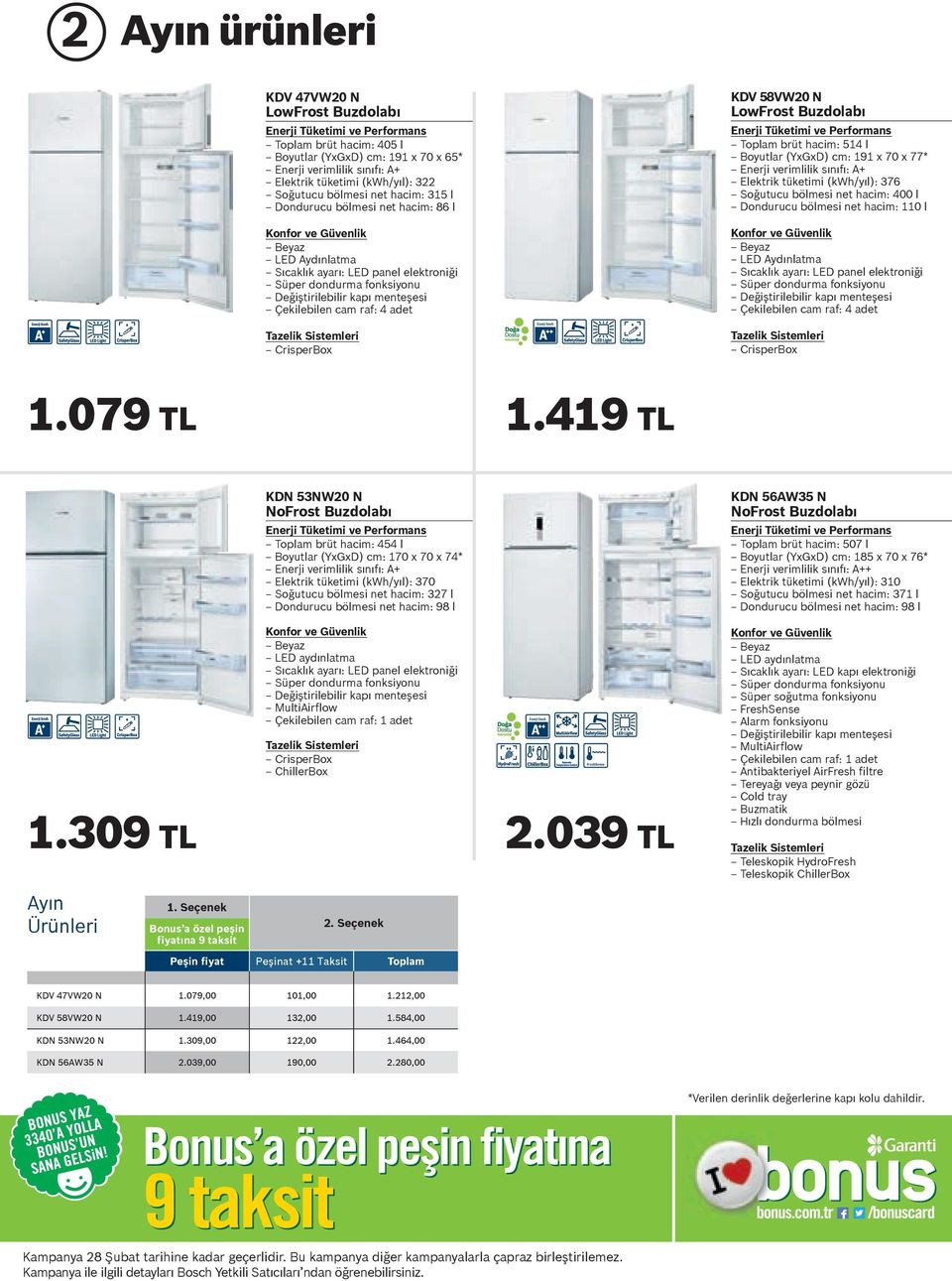 Boyutlar (YxGxD) cm: 191 x 70 x 77* Enerji verimlilik sınıfı: A+ Elektrik tüketimi (kwh/yıl): 376 Soğutucu bölmesi net hacim: 400 l Dondurucu bölmesi net hacim: 110 l Beyaz LED Aydınlatma Sıcaklık