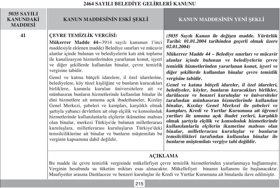 ve mücavir ile kanalizasyon hizmetlerinden yararlanan konut, iflyeri alanlar içinde bulunan ve belediyelerin çevre ve di er flekillerde kullan lan binalar, çevre temizlik temizlik hizmetlerinden