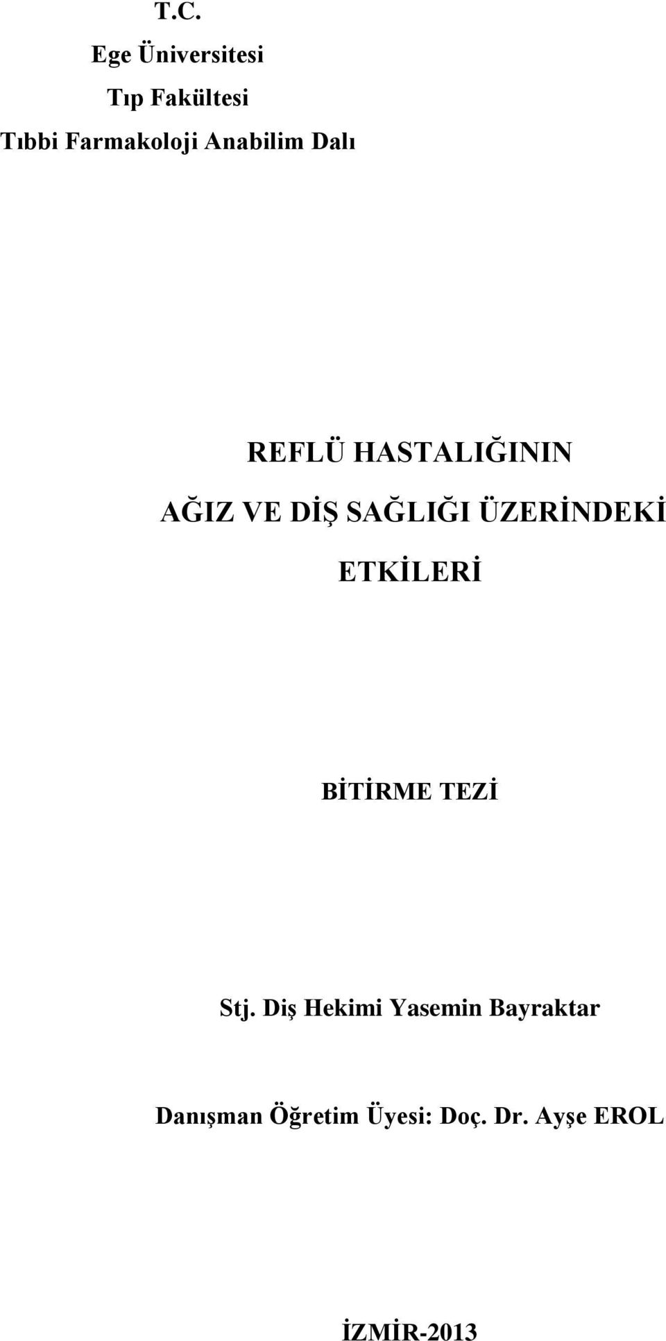 ÜZERİNDEKİ ETKİLERİ BİTİRME TEZİ Stj.