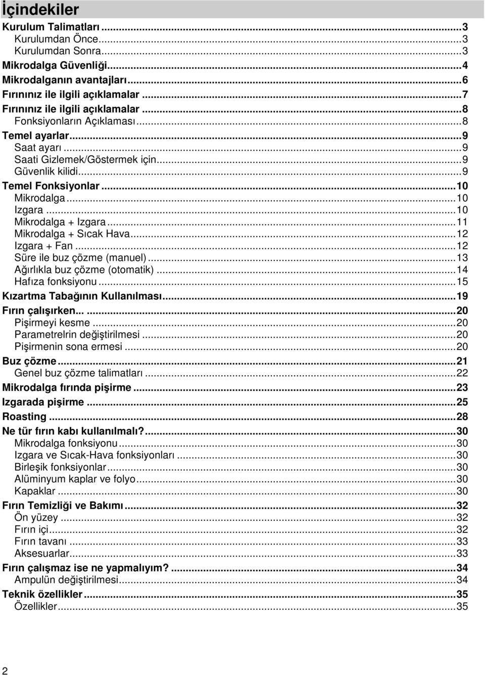 .. 10 Izgara... 10 Mikrodalga + Izgara... 11 Mikrodalga + Sıcak Hava... 12 Izgara + Fan... 12 Süre ile buz çözme (manuel)... 13 Ağırlıkla buz çözme (otomatik)... 14 Hafıza fonksiyonu.