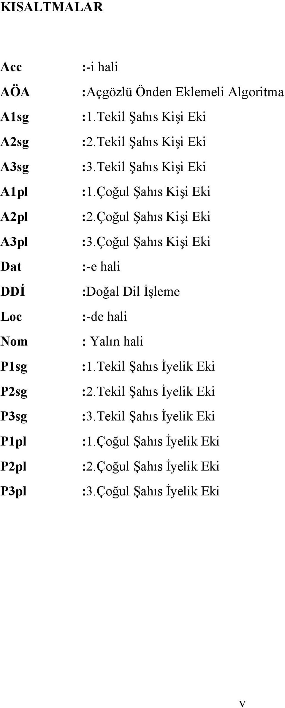 Çoğul Şahıs Kişi Eki :3.Çoğul Şahıs Kişi Eki :-e hali :Doğal Dil İşleme :-de hali : Yalın hali :1.