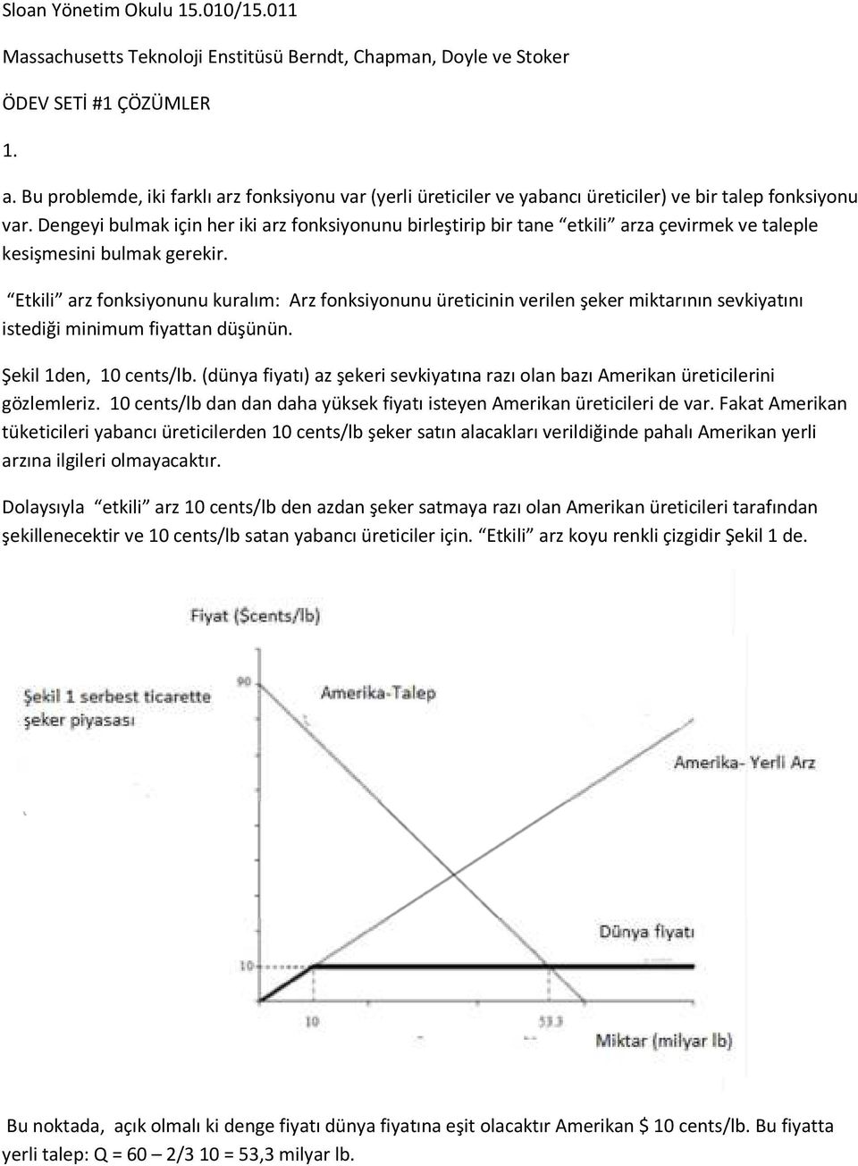 Dengeyi bulmak için her iki arz fonksiyonunu birleştirip bir tane etkili arza çevirmek ve taleple kesişmesini bulmak gerekir.