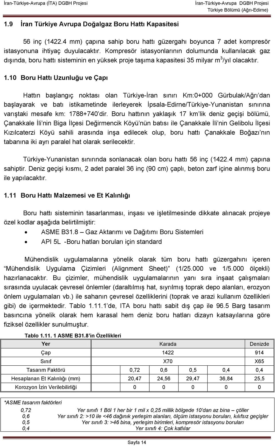 10 Boru Hattı Uzunluğu ve Çapı Hattın başlangıç noktası olan Türkiye-İran sınırı Km:0+000 Gürbulak/Ağrı dan başlayarak ve batı istikametinde ilerleyerek İpsala-Edirne/Türkiye-Yunanistan sınırına