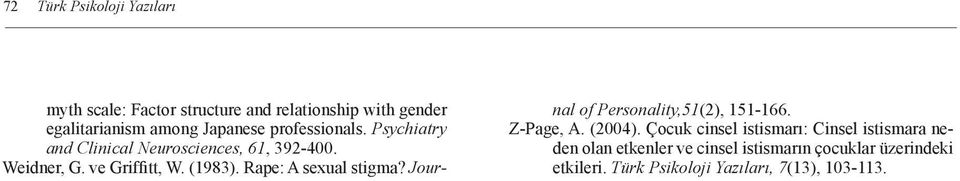 Rape: A sexual stigma? Journal of Personality,51(2), 151-166. Z-Page, A. (2004).