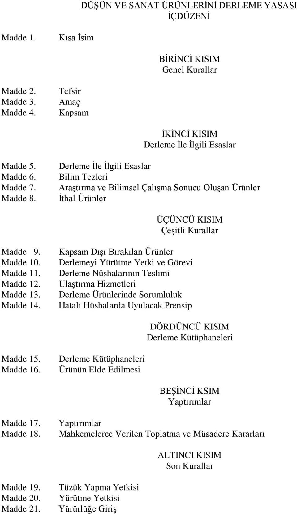 Kapsam Dışı Bırakılan yi Yürütme Yetki ve Görevi Nüshalarının Teslimi Ulaştırma Hizmetleri inde Sorumluluk Hatalı Hüshalarda Uyulacak Prensip DÖRDÜNCÜ KISIM Madde 15. Madde 16.