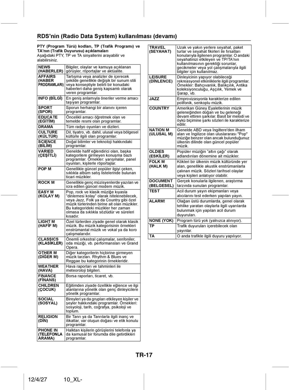 AFFAIRS (HABER PROGRAMLARI) Tartışma veya analizler de içerecek şekilde genellikle değişik bir sunum stili veya konseptiyle belirli bir konudaki haberleri daha geniş kapsamlı olarak veren programlar.