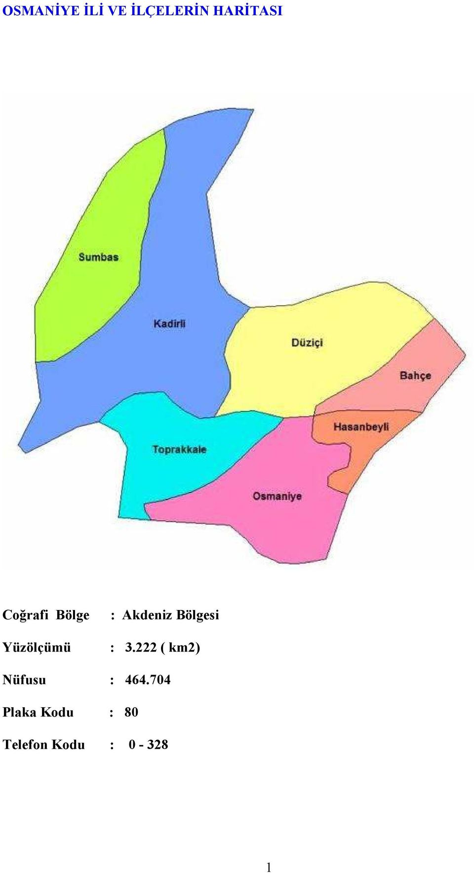 Bölgesi : 3.222 ( km2) Nüfusu : 464.