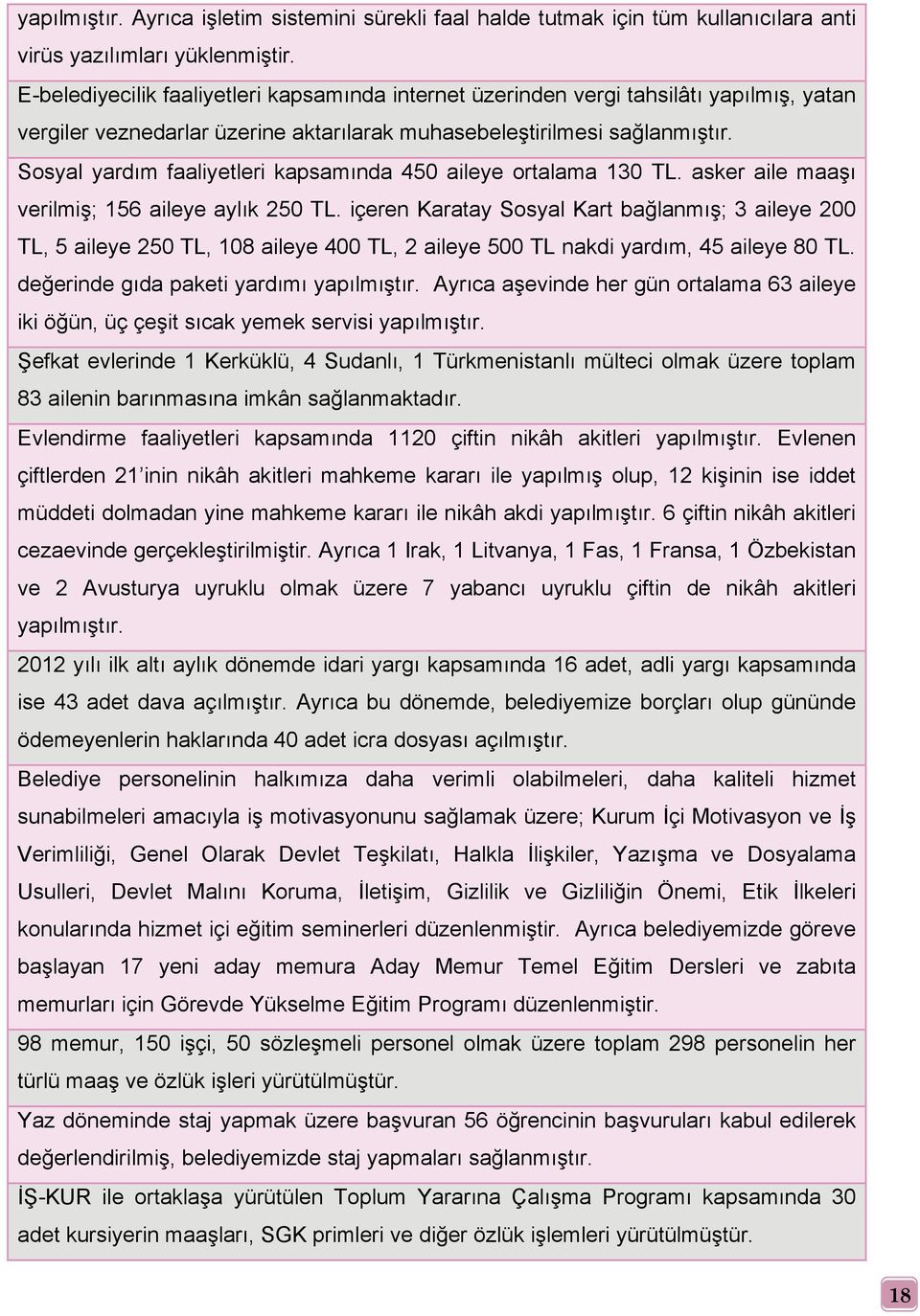 Sosyal yardım faaliyetleri kapsamında 450 aileye ortalama 130 TL. asker aile maaşı verilmiş; 156 aileye aylık 250 TL.