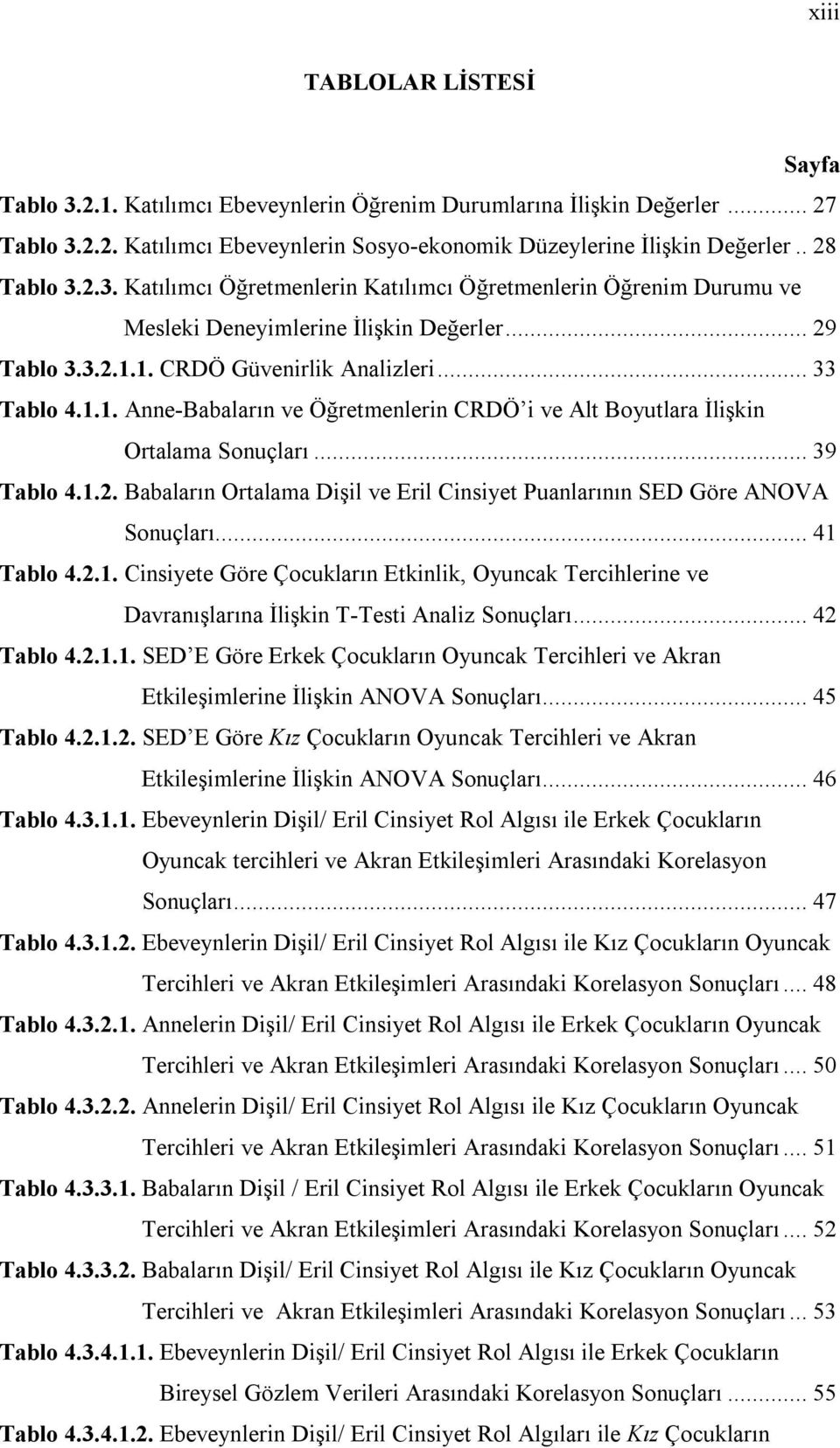 1. CRDÖ Güvenirlik Analizleri... 33 Tablo 4.1.1. Anne-Babaların ve Öğretmenlerin CRDÖ i ve Alt Boyutlara İlişkin Ortalama Sonuçları... 39 Tablo 4.1.2.