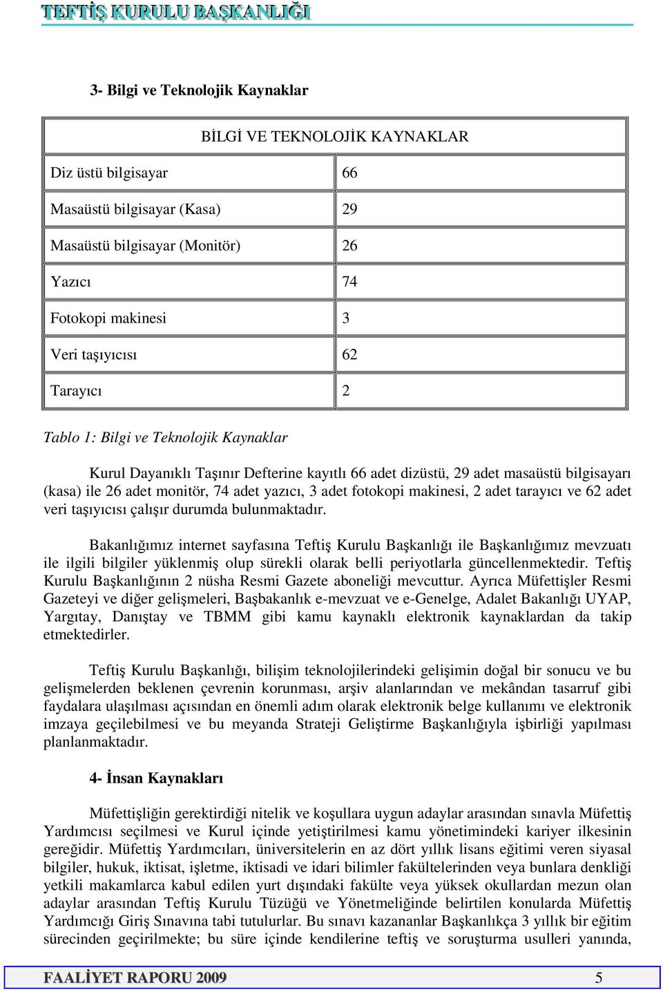 makinesi, 2 adet tarayıcı ve 62 adet veri taşıyıcısı çalışır durumda bulunmaktadır.