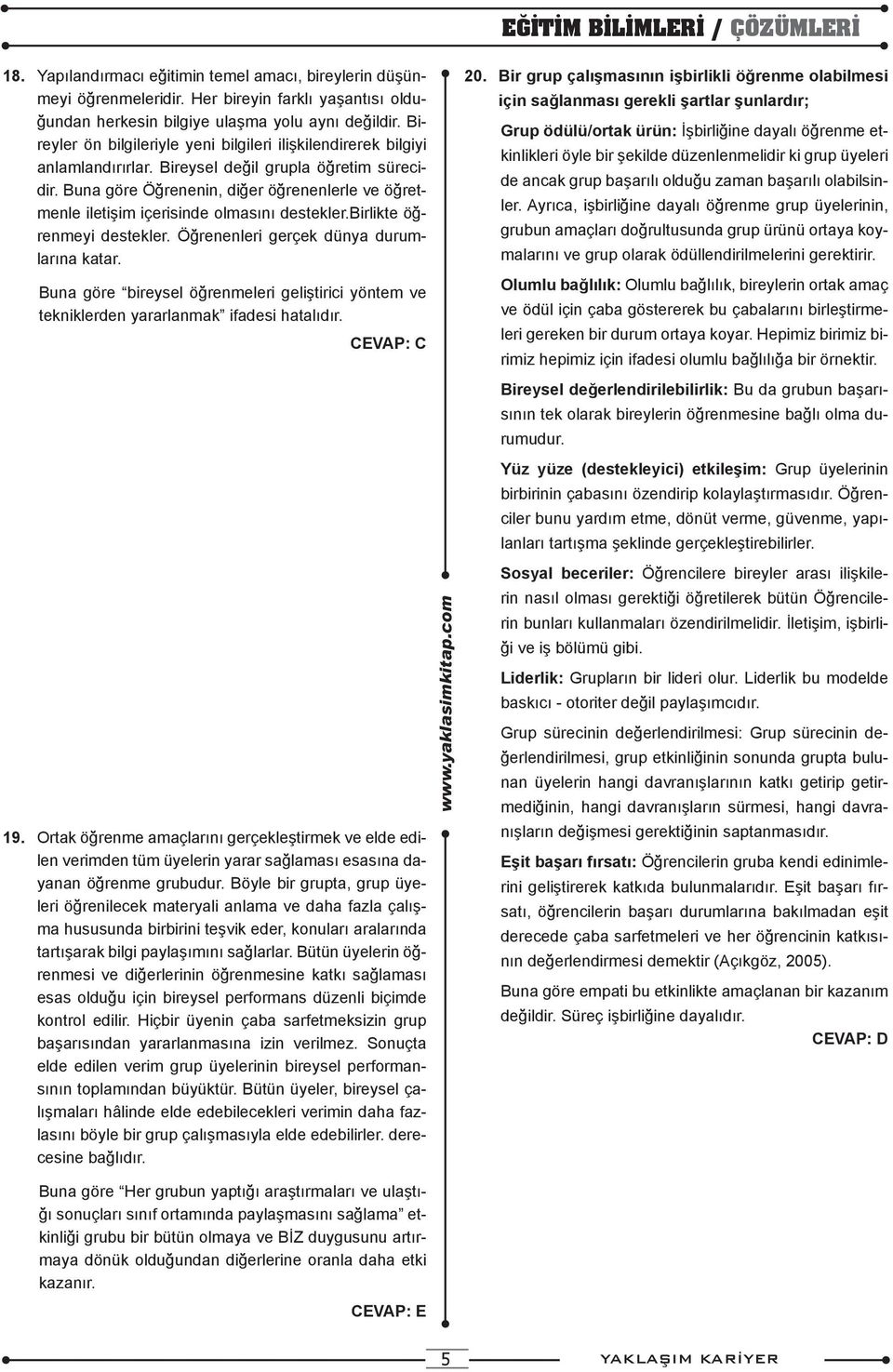 Buna göre Öğrenenin, diğer öğrenenlerle ve öğretmenle iletişim içerisinde olmasını destekler.birlikte öğrenmeyi destekler. Öğrenenleri gerçek dünya durumlarına katar.