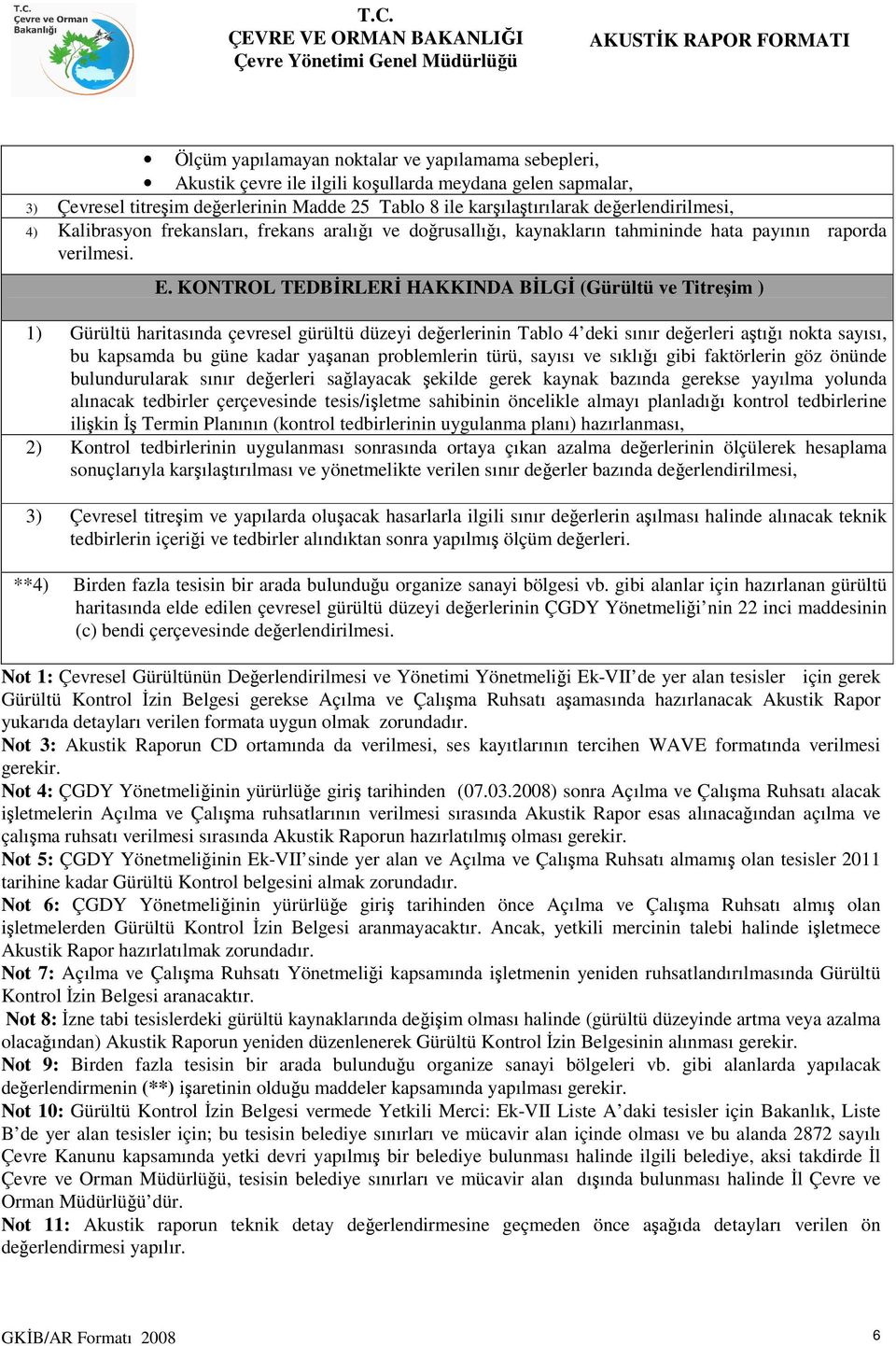 KONTROL TEDBİRLERİ HAKKINDA BİLGİ (Gürültü ve Titreşim ) 1) Gürültü haritasında çevresel gürültü düzeyi değerlerinin Tablo 4 deki sınır değerleri aştığı nokta sayısı, bu kapsamda bu güne kadar