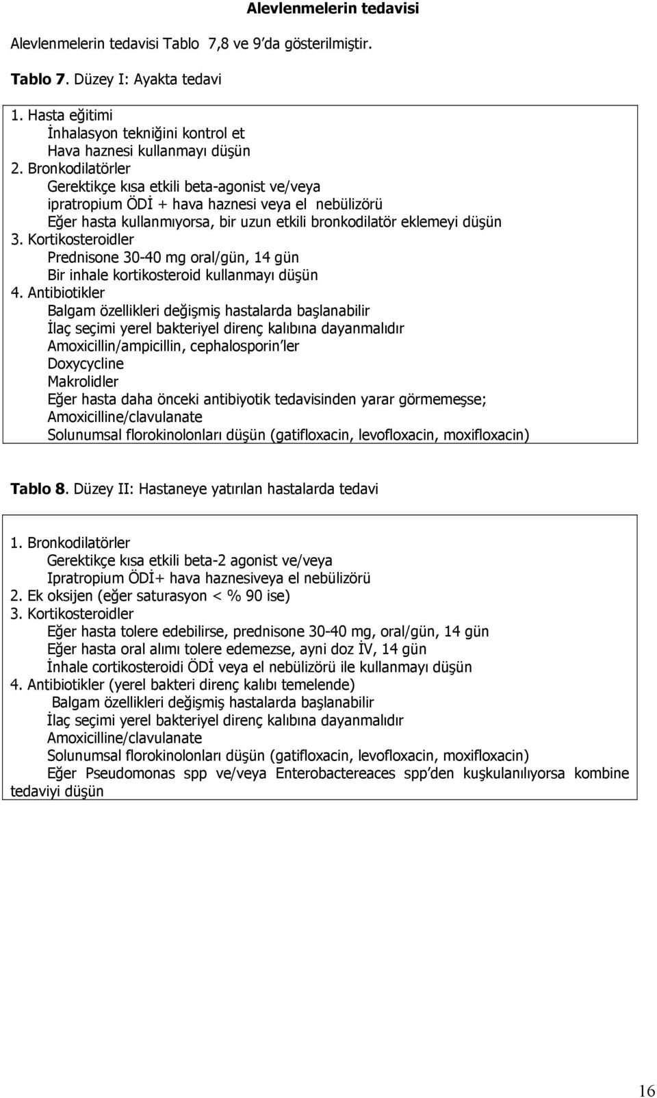 Kortikosteroidler Prednisone 30-40 mg oral/gün, 14 gün Bir inhale kortikosteroid kullanmayı düşün 4.