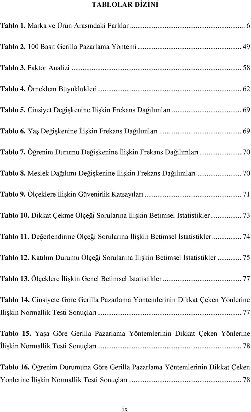 Meslek Dağılımı DeğiĢkenine ĠliĢkin Frekans Dağılımları... 70 Tablo 9. Ölçeklere ĠliĢkin Güvenirlik Katsayıları... 71 Tablo 10. Dikkat Çekme Ölçeği Sorularına ĠliĢkin Betimsel Ġstatistikler.