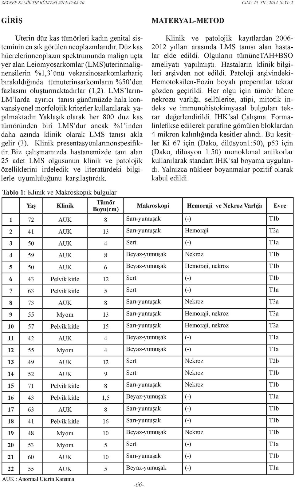 oluşturmaktadırlar (1,2). LMS ların- LM larda ayırıcı tanısı günümüzde hala konvansiyonel morfolojik kriterler kullanılarak yapılmaktadır.