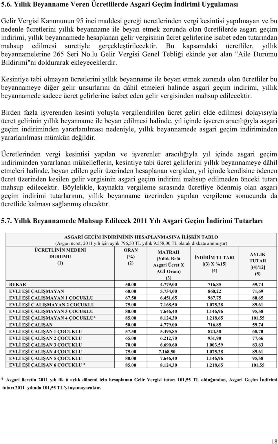 tirilecektir. Bu kapsamdaki ücretliler, y ll k beyannamelerine 265 Seri No.lu Gelir Vergisi Genel Tebli i ekinde yer alan "Aile Durumu Bildirimi"ni doldurarak ekleyeceklerdir.