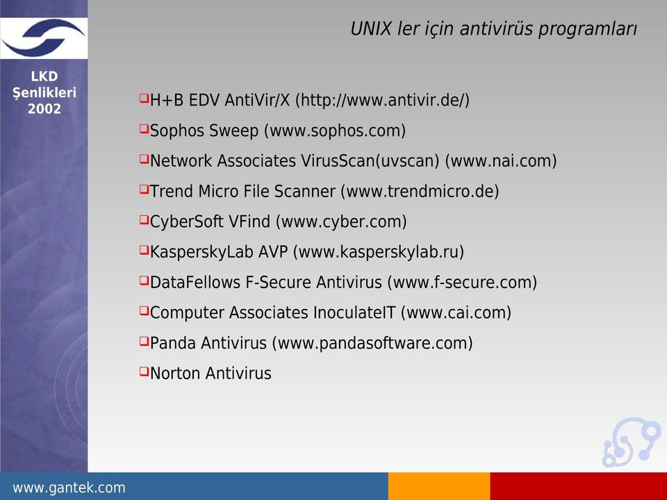 de) CyberSoft VFind (www.cyber.com) KasperskyLab AVP (www.kasperskylab.