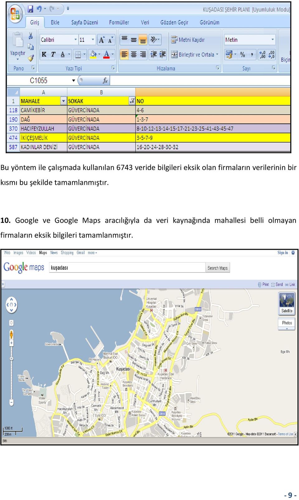 10. Google ve Google Maps aracılığıyla da veri kaynağında