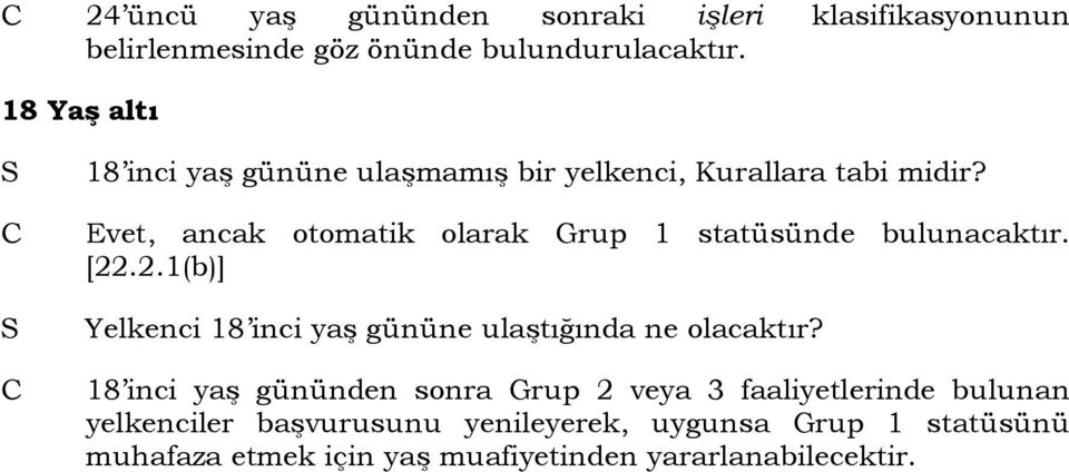 Evet, ancak otomatik olarak Grup 1 statüsünde bulunacaktır. [22.2.1(b)] Yelkenci 18 inci yaş gününe ulaştığında ne olacaktır?