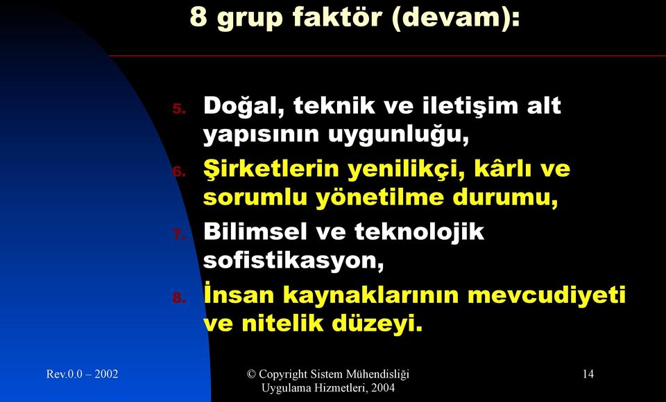 Şirketlerin yenilikçi, kârlı ve sorumlu yönetilme durumu,