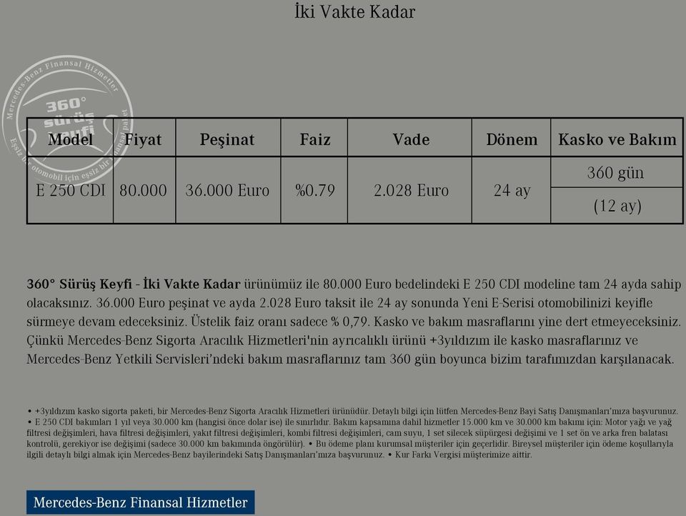 Üstelik faiz oran sadece % 0,79. Kasko ve bak m masraflar n yine dert etmeyeceksiniz.