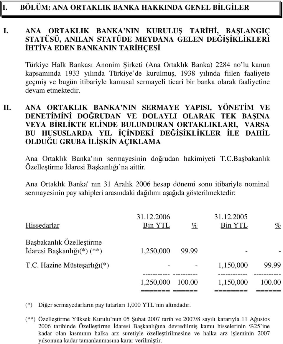 kapsamında 1933 yılında Türkiye de kurulmu, 1938 yılında fiilen faaliyete geçmi ve bugün itibariyle kamusal sermayeli ticari bir banka olarak faaliyetine devam etmektedir. II.