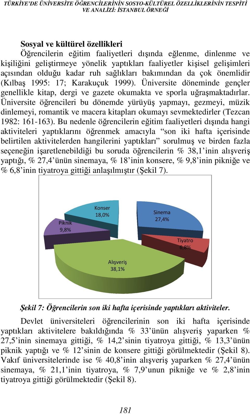 Üniversite döneminde gençler genellikle kitap, dergi ve gazete okumakta ve sporla uğraşmaktadırlar.