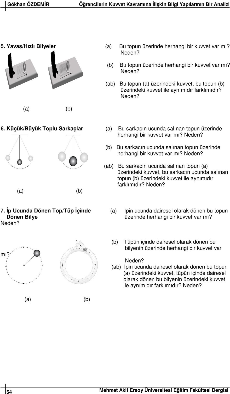 Küük/Büyük Toplu Sarkalar (a) Bu sarkacın ucunda salınan topun üzerinde herhangi bir kuvvet var mı? Neden?