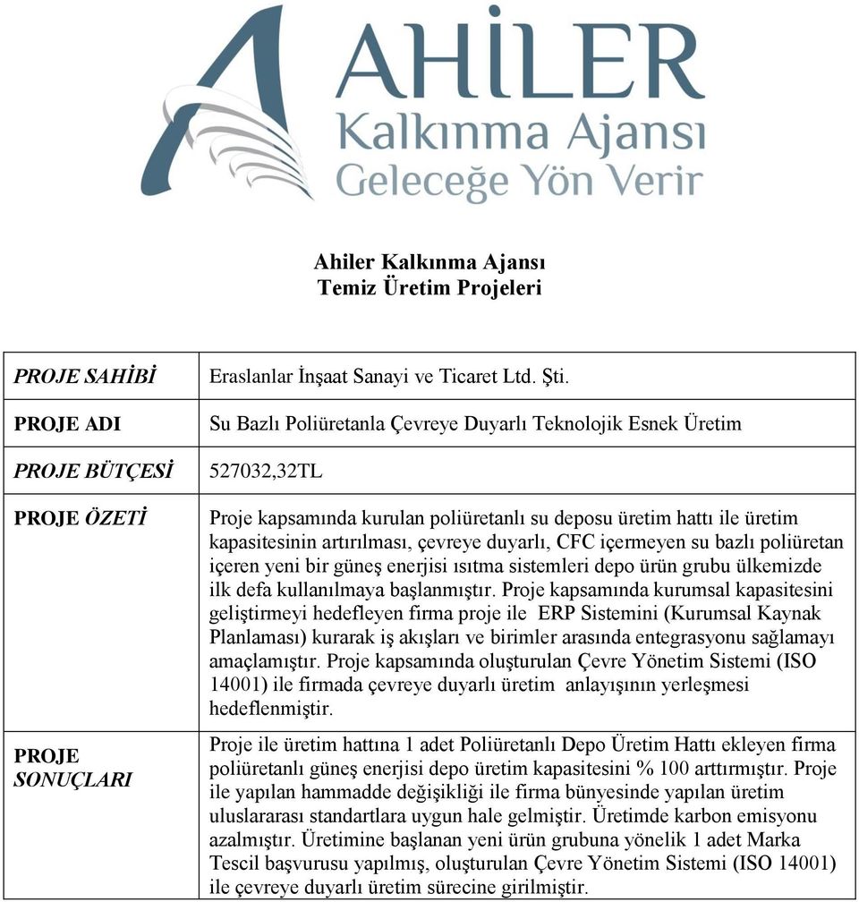 içermeyen su bazlı poliüretan içeren yeni bir güneş enerjisi ısıtma sistemleri depo ürün grubu ülkemizde ilk defa kullanılmaya başlanmıştır.