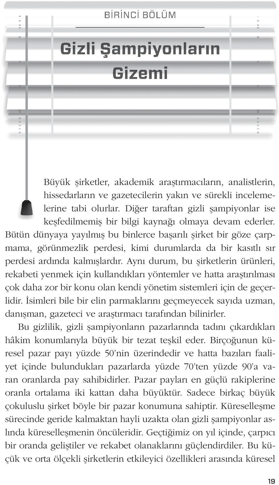 Bütün dünyaya yayılmış bu binlerce başarılı şirket bir göze çarpmama, görünmezlik perdesi, kimi durumlarda da bir kasıtlı sır perdesi ardında kalmışlardır.