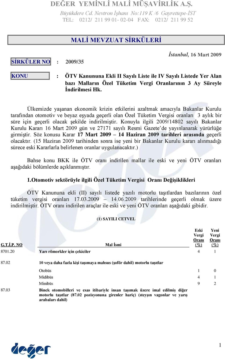 ile IV Sayılı Listede Yer Alan bazı Malların Özel Tüketim Vergi Oranlarının 3 Ay Süreyle İndirilmesi Hk.