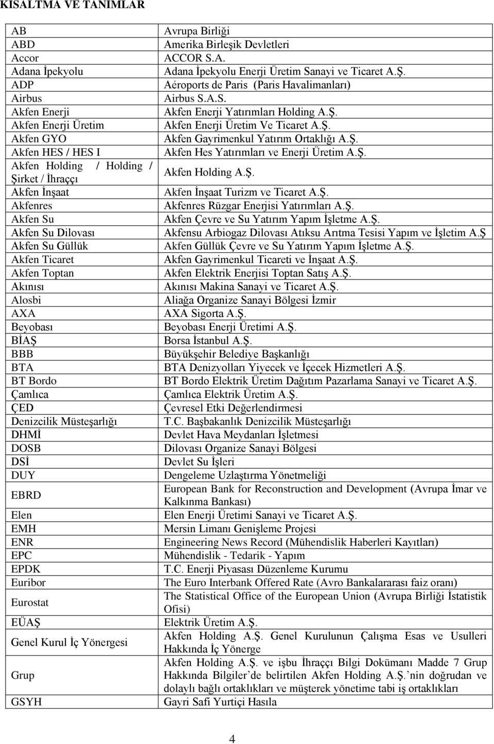 Eurostat EÜAŞ Genel Kurul İç Yönergesi Grup GSYH Avrupa Birliği Amerika Birleşik Devletleri ACCOR S.A. Adana İpekyolu Enerji Üretim Sanayi ve Ticaret A.Ş. Aéroports de Paris (Paris Havalimanları) Airbus S.