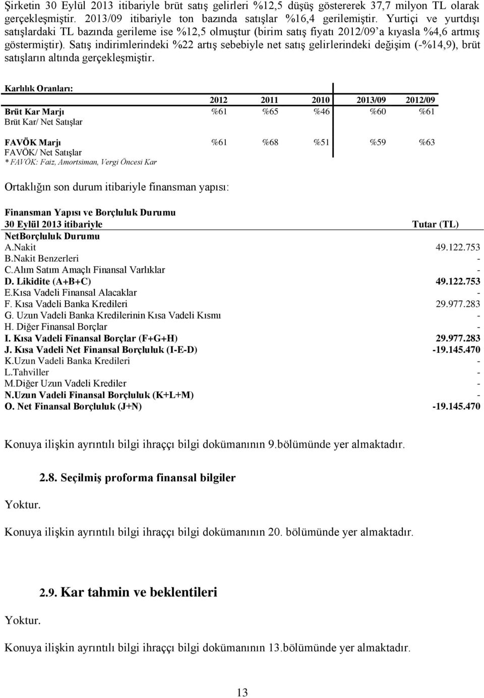 Satış indirimlerindeki %22 artış sebebiyle net satış gelirlerindeki değişim (-%14,9), brüt satışların altında gerçekleşmiştir.