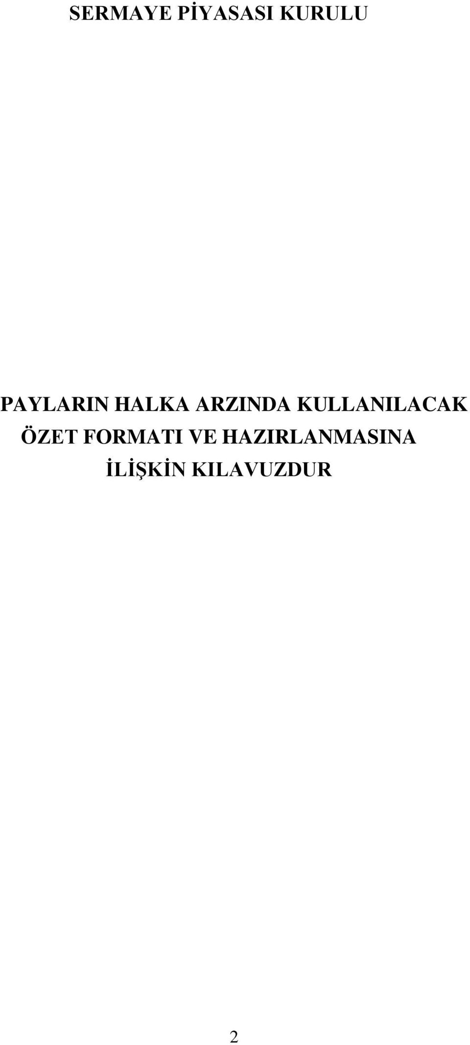 KULLANILACAK ÖZET FORMATI