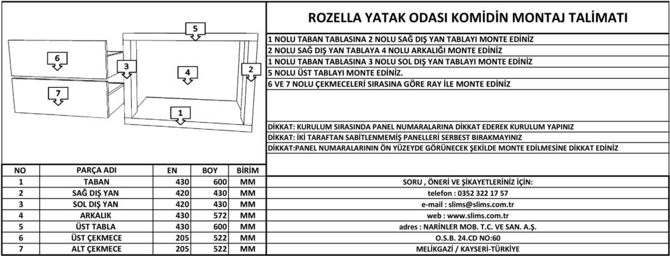 EDİNİZ 5 NOLU ÜST TABLAYI MONTE EDİNİZ.