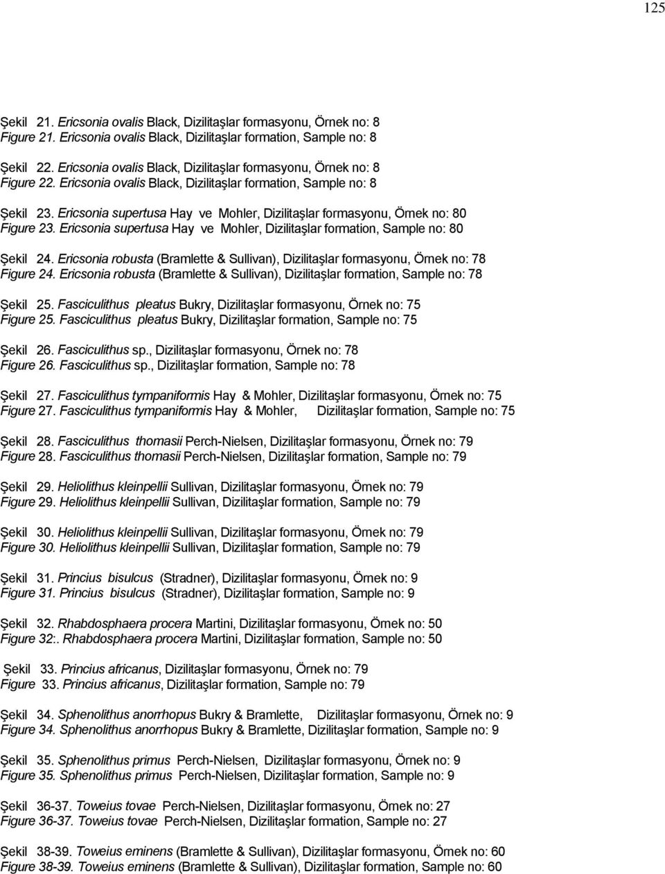 Ericsonia supertusa Hay ve Mohler, Dizilitaşlar formasyonu, Örnek no: 80 Figure 23. Ericsonia supertusa Hay ve Mohler, Dizilitaşlar formation, Sample no: 80 Şekil 24.