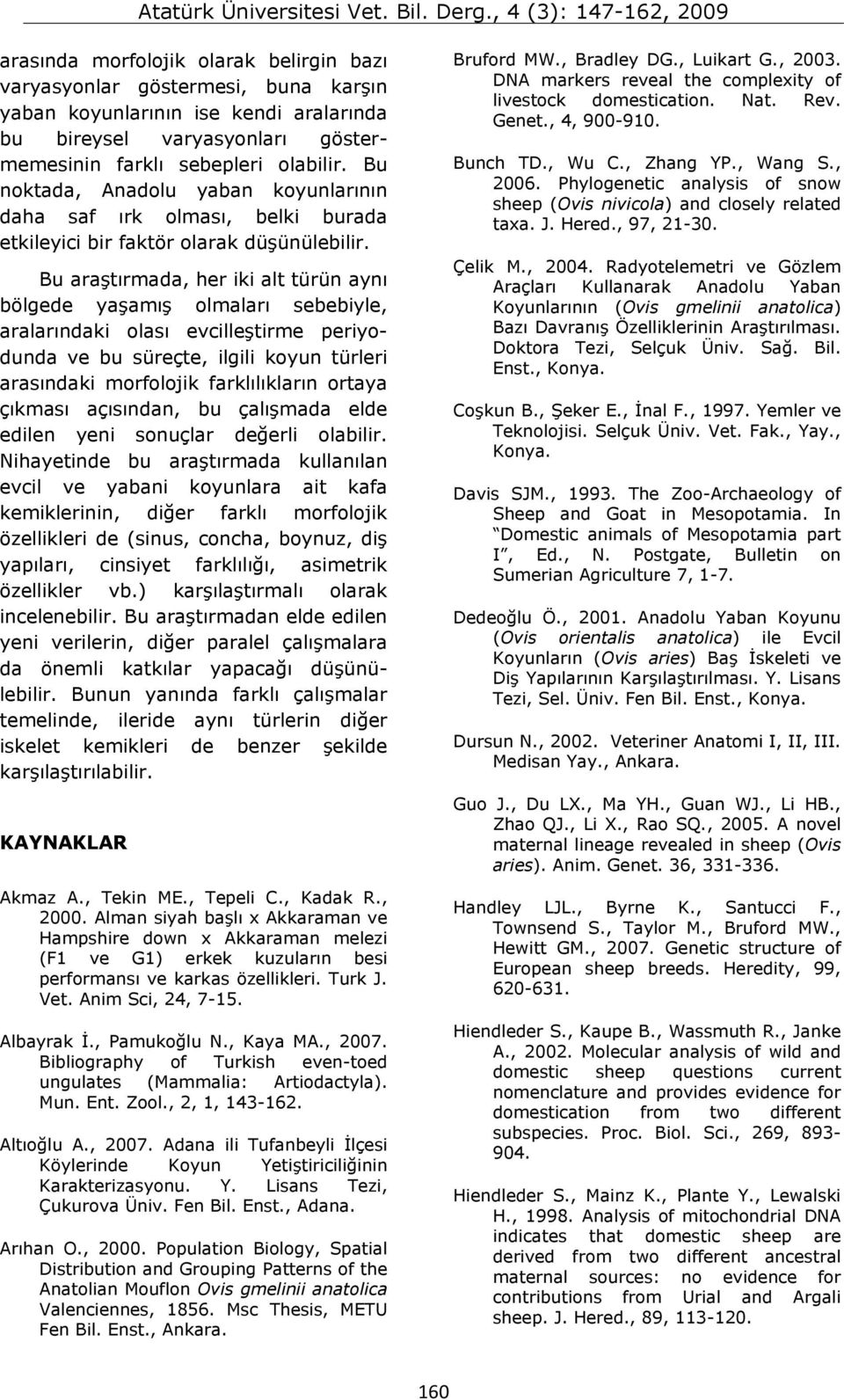 Bu araştırmada, her iki alt türün aynı bölgede yaşamış olmaları sebebiyle, aralarındaki olası evcilleştirme periyodunda ve bu süreçte, ilgili koyun türleri arasındaki morfolojik farklılıkların ortaya