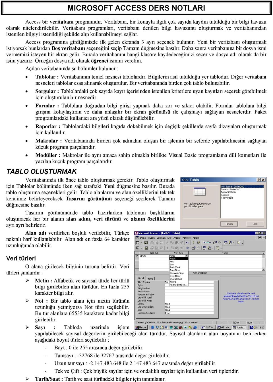 Access programına girdiğimizde ilk gelen ekranda 3 ayrı seçenek bulunur. Yeni bir veritabanı oluşturmak istiyorsak bunlardan Boş veritabanı seçeneğini seçip Tamam düğmesine basılır.