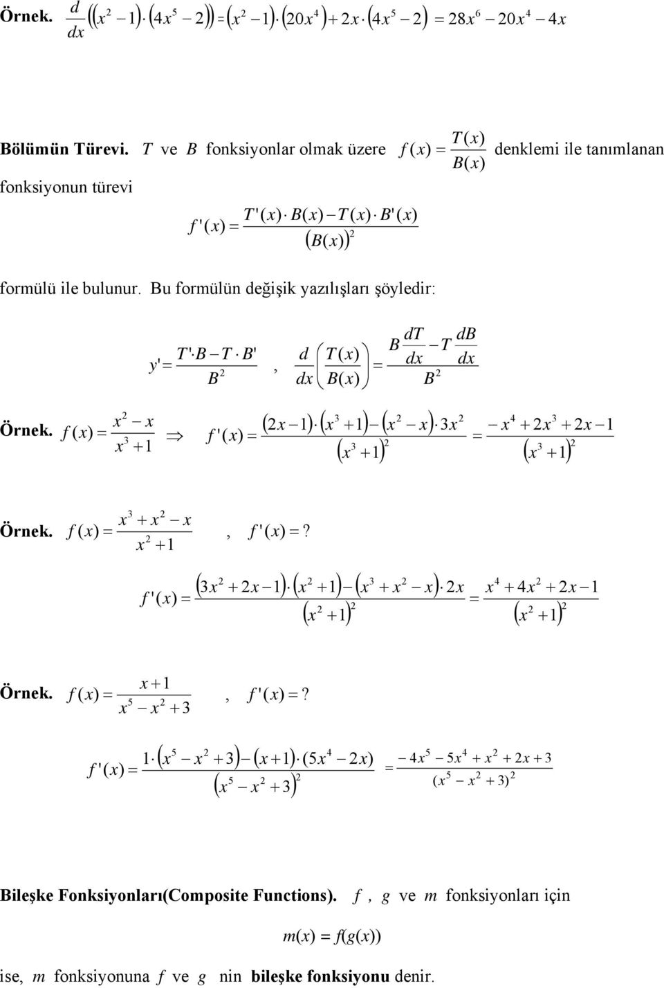 ileşke FonksiyonlarıComposite Fnctions g ve m onksiyonları için m g