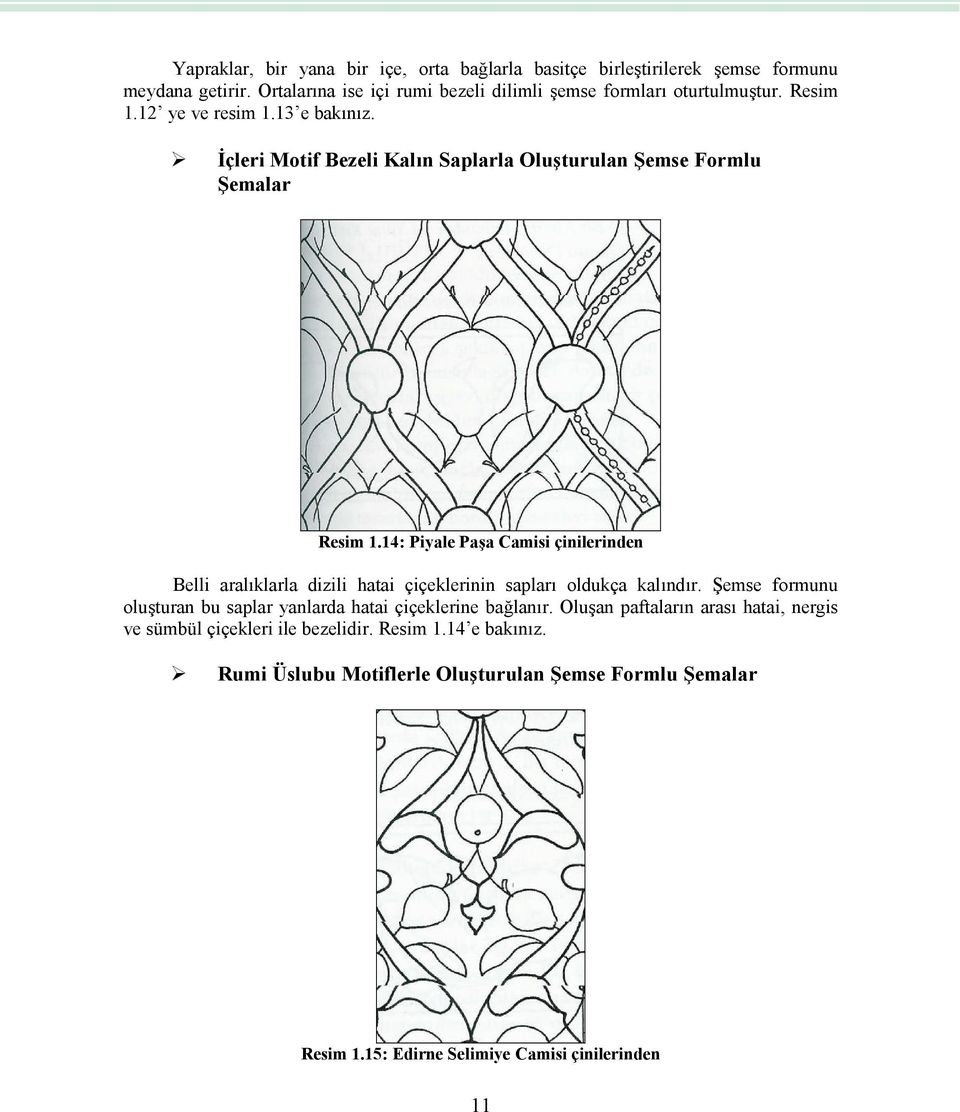 İçleri Motif Bezeli Kalın Saplarla Oluşturulan Şemse Formlu Şemalar Resim 1.