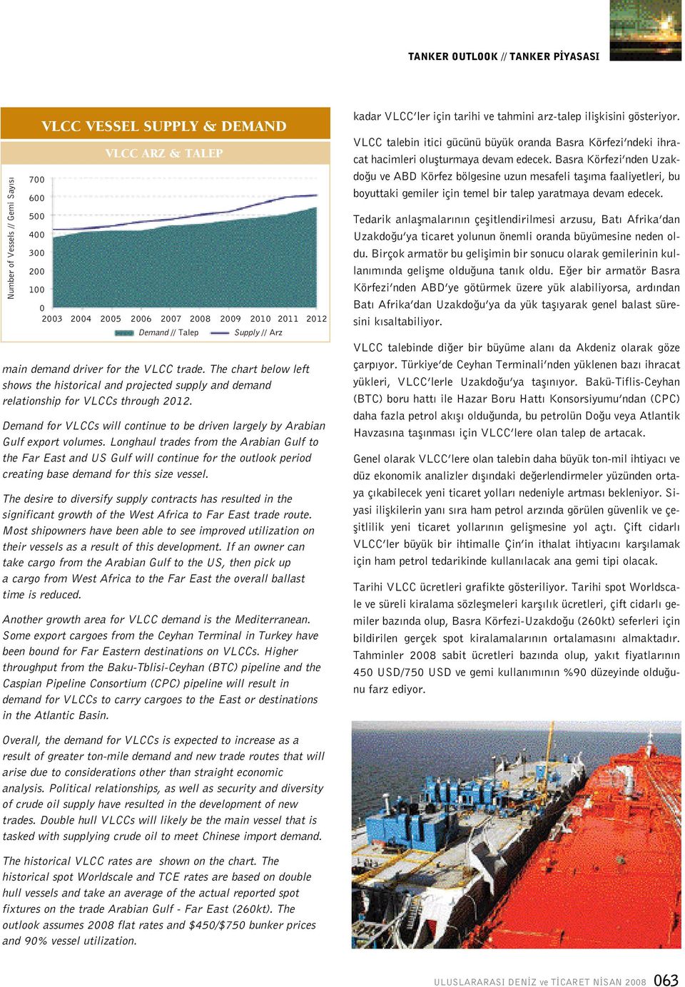 Demand for VLCCs will continue to be driven largely by Arabian Gulf export volumes.