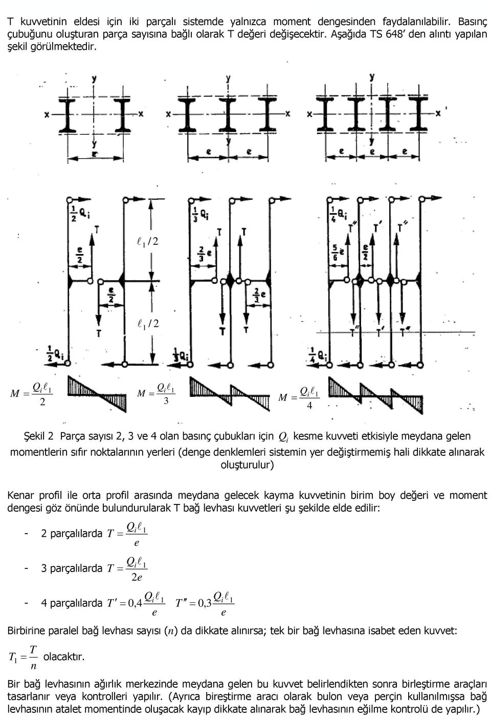 / / Q i M Q i M 3 Q i M 4 Şeki Parça saısı, 3 ve 4 oan basınç çubukarı için Q i kesme kuvveti etkisie medana geen momenterin sıfır noktaarının ereri (denge denkemeri sistemin er değiştirmemiş hai