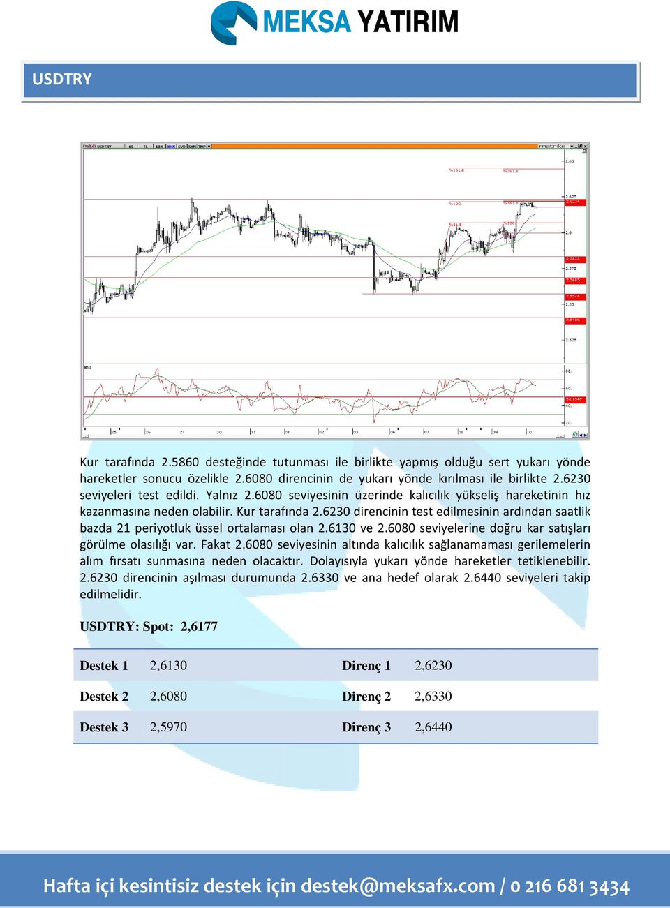 6230 direncinin test edilmesinin ardından saatlik bazda 21 periyotluk üssel ortalaması olan 2.6130 ve 2.6080 seviyelerine doğru kar satışları görülme olasılığı var. Fakat 2.