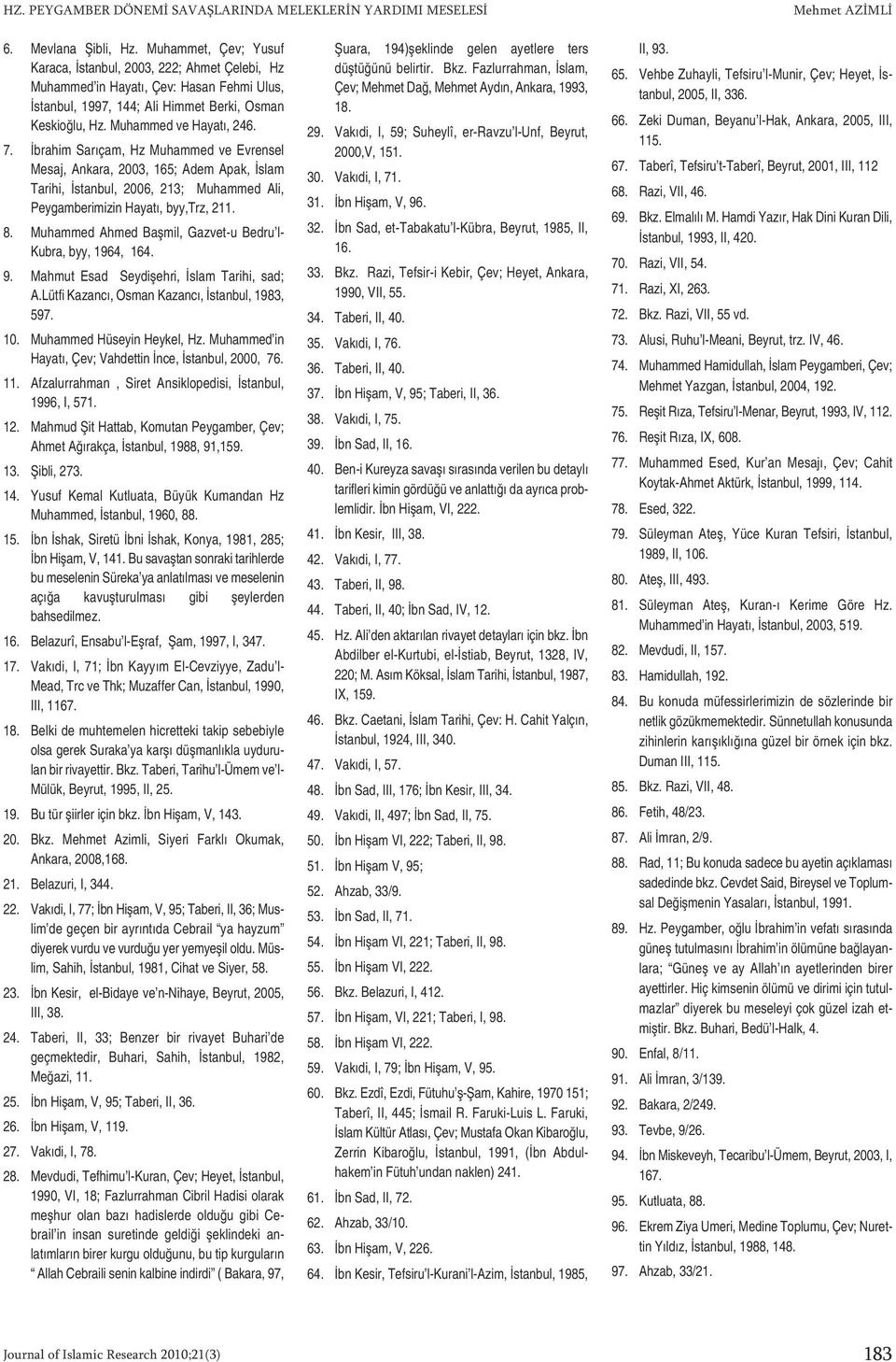 İbrahim Sarıçam, Hz Muhammed ve Evrensel Mesaj, Ankara, 2003, 165; Adem Apak, İslam Tarihi, İstanbul, 2006, 213; Muhammed Ali, Peygamberimizin Hayatı, byy,trz, 211. 8.