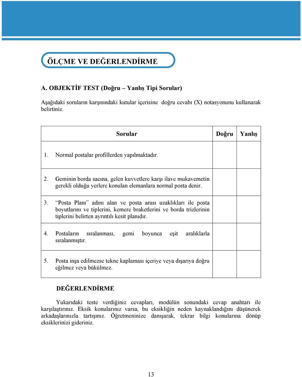 Posta Planı adını alan ve posta arası uzaklıkları ile posta boyutlarını ve tiplerini, kemere braketlerini ve borda trizlerinin tiplerini belirten ayrıntılı kesit planıdır. 4.