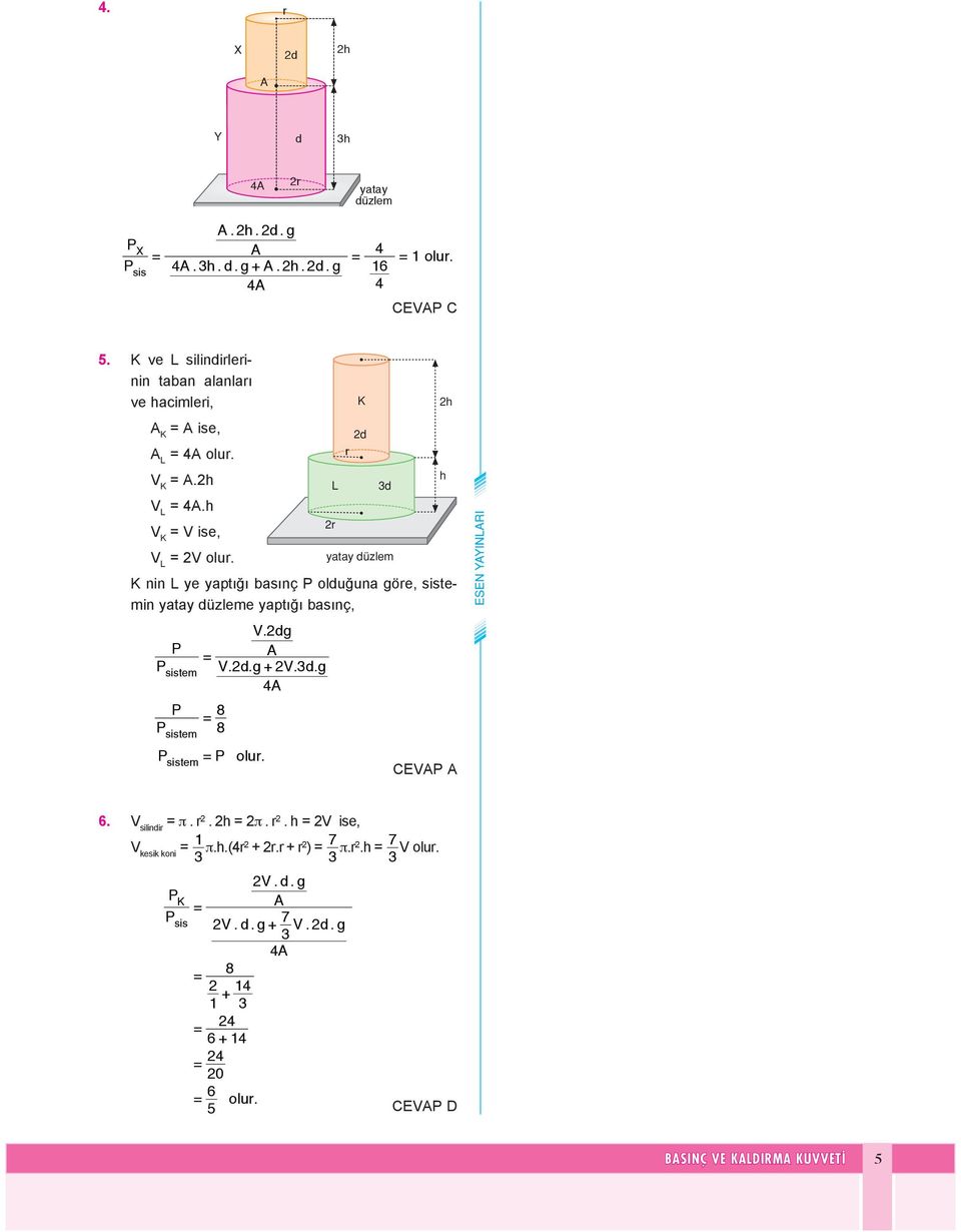 sistem V. + V.. sistem 8 8 sistem CEV 6. V silini π.. π.. V ise, V kesik koni π.