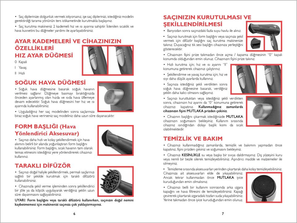 AYAR KADEMELERİ VE CİHAZINIZIN ÖZELLİKLERİ HIZ AYAR DÜĞMESİ 0 Kapalı I Yavaş II Hızlı SOĞUK HAVA DÜĞMESİ Soğuk hava düğmesine basarak soğuk havanın verilmesi sağlanır.